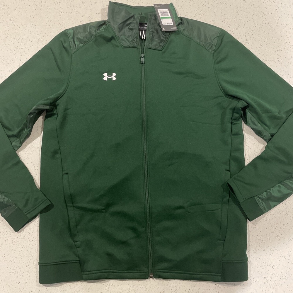 NWT Under Armour loose fit zippered jacket, men's L, green